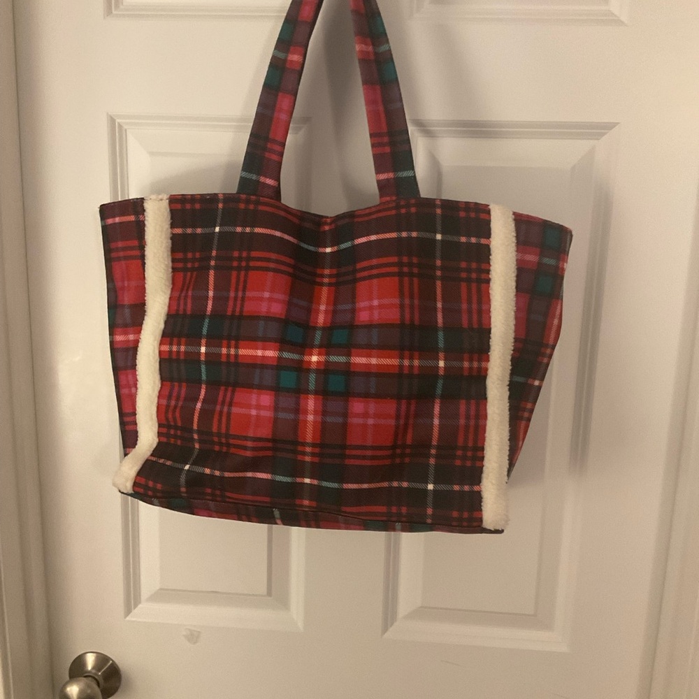 Victoria's Secret Red and Black Plaid Tote - Picture 2 of 4